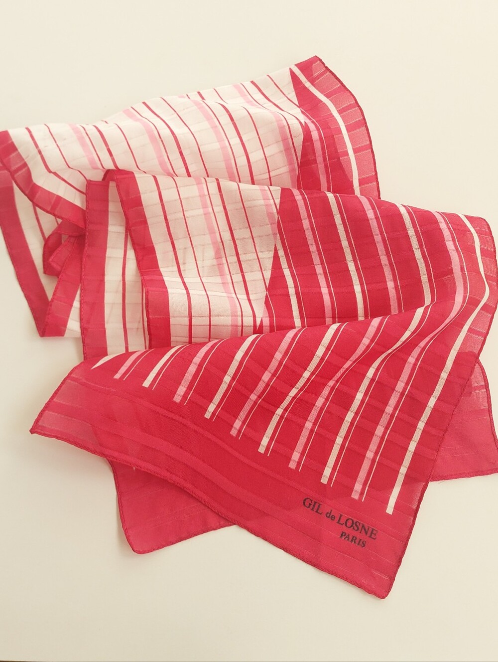 Vintage Gil de Losne Paris Striped Chiffon Scarf Oblong Made in France